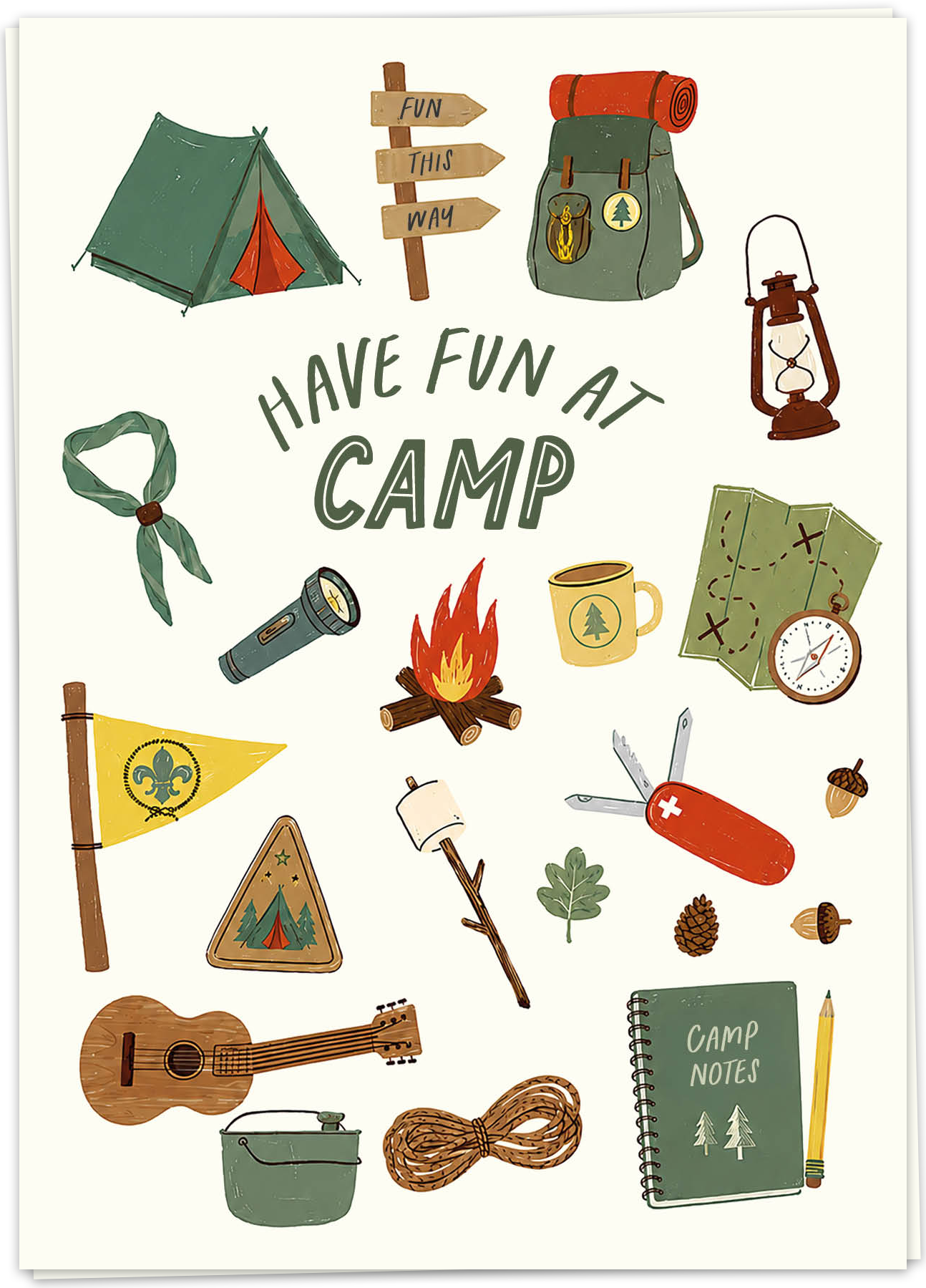 KB-CAM02 - kaart blanche wenskaart - camp illustrations - single