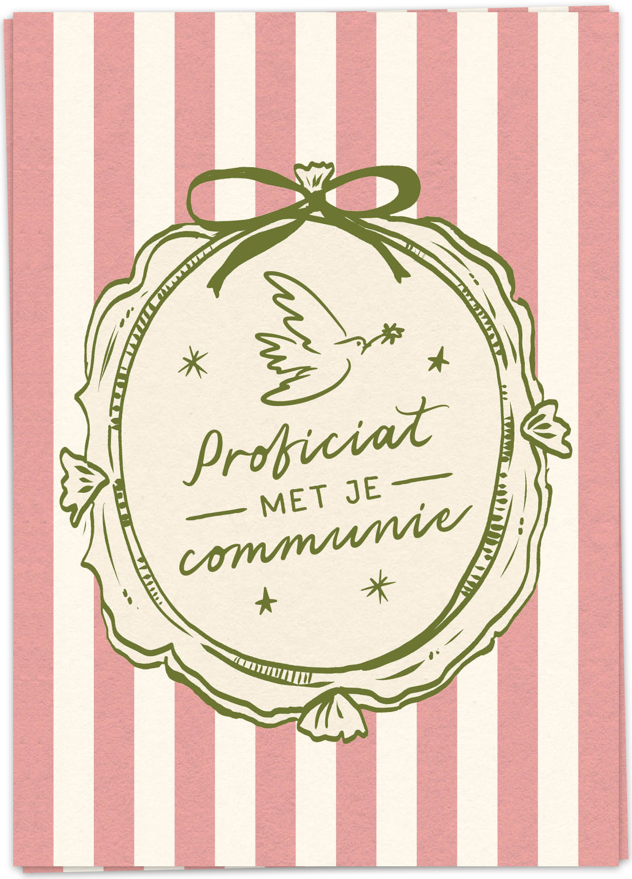 KB-COM03A - kaart blanche wenskaart - communie stripe - single