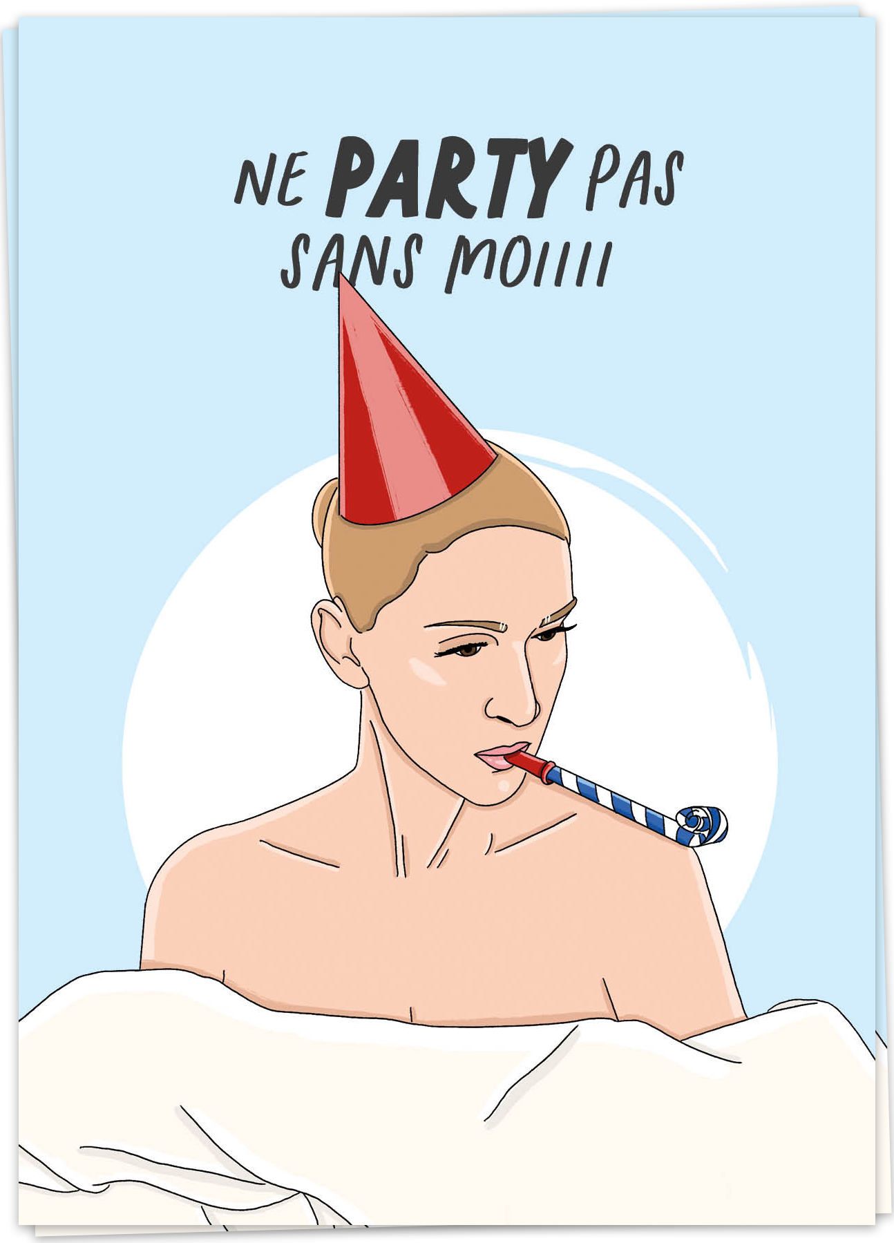 KB-SWC117 - kaart blanche wenskaart - party pas sans moi - single