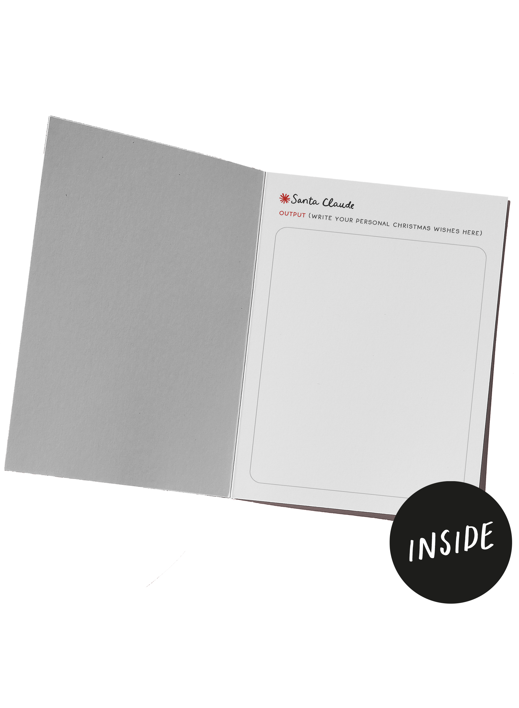 KB-XM2608 - kaart blanche wenskaart - santa claude inside - double
