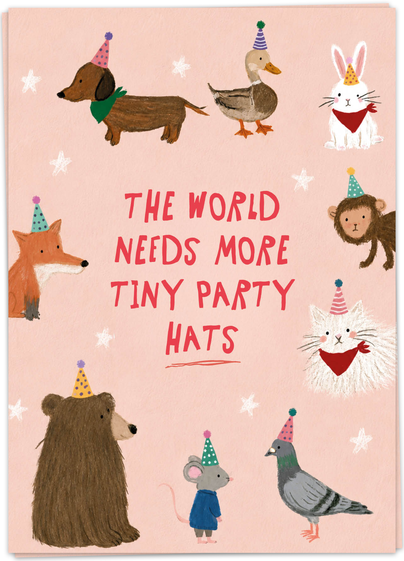 KB-HB100 - kaart blanche wenskaart - tiny party hats - single