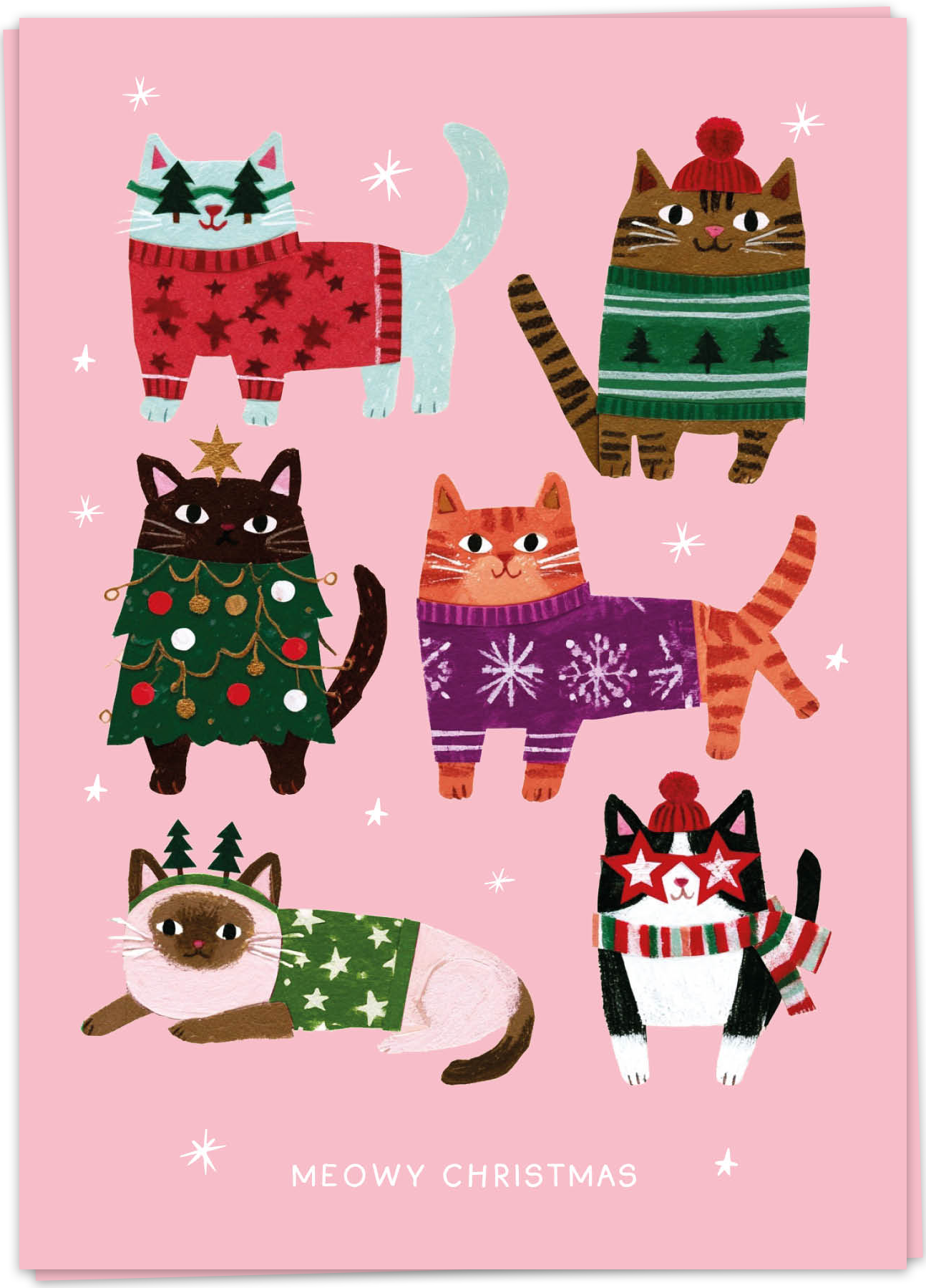 KB-XM2628 - kaart blanche wenskaart - christmas cats - single